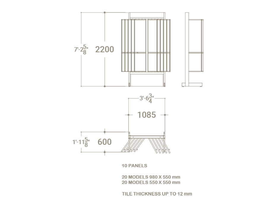 Expositor de azulejos Epsilon A3 plano