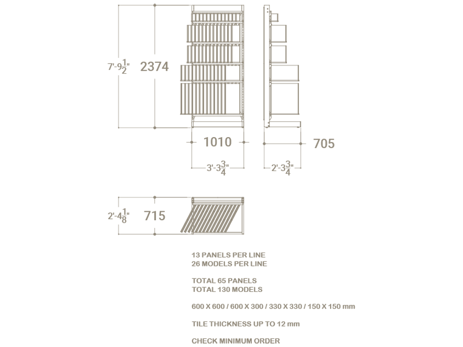 Expositor de pared para azulejos File A1 plano