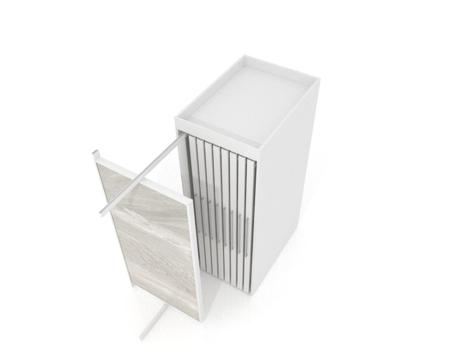 Expositor tipo corredero Girevole XL 18 2400x1205 blanco
