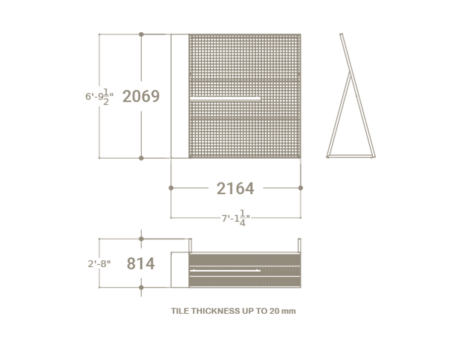 Expositor de rejilla para exponer azulejos Grid Outdoor plano
