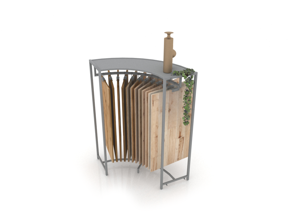 Expositor tipo perchero para exponer madera Hanger Curvo plata aerea