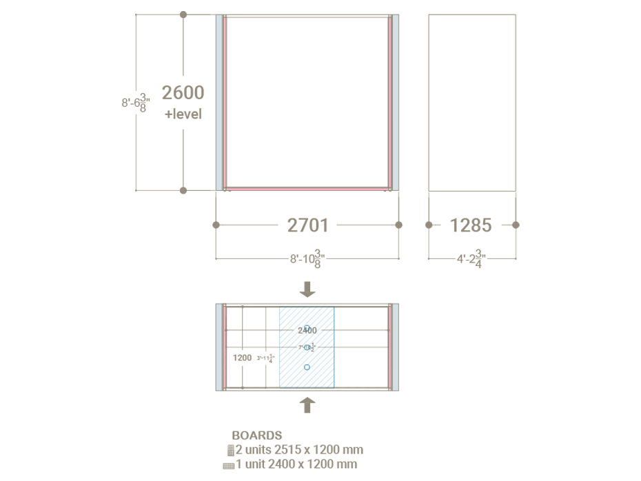 Ambiente para la exposición de azulejos Isla H 2515 blanco PLANO tabique luz