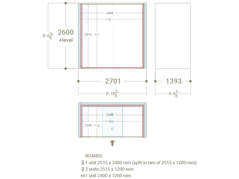 Ambiente para exponer cerámica Isla U_2515 luz tabique blanco plano