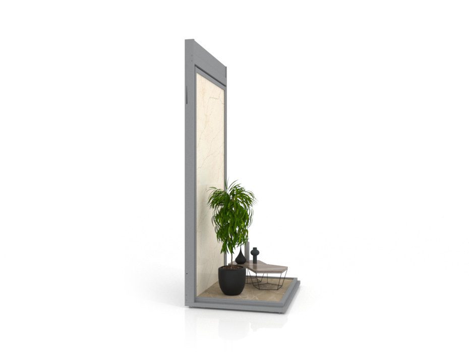 Ambiente cerámico Isla XL 120 Plata lateral