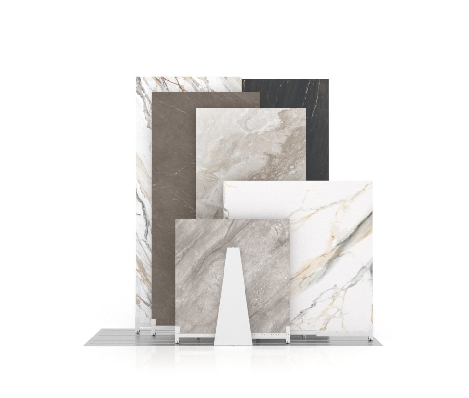 Expositor de azulejos Kansas H 6P Double face blanco frontal