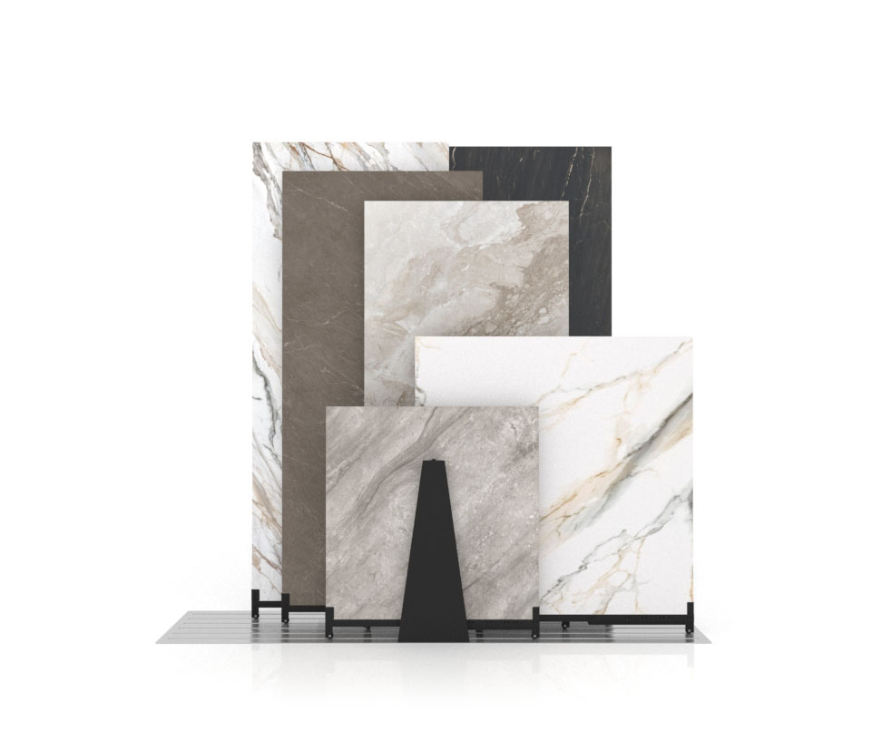 Expositor de azulejos Kansas H 6P Double face negro frontal
