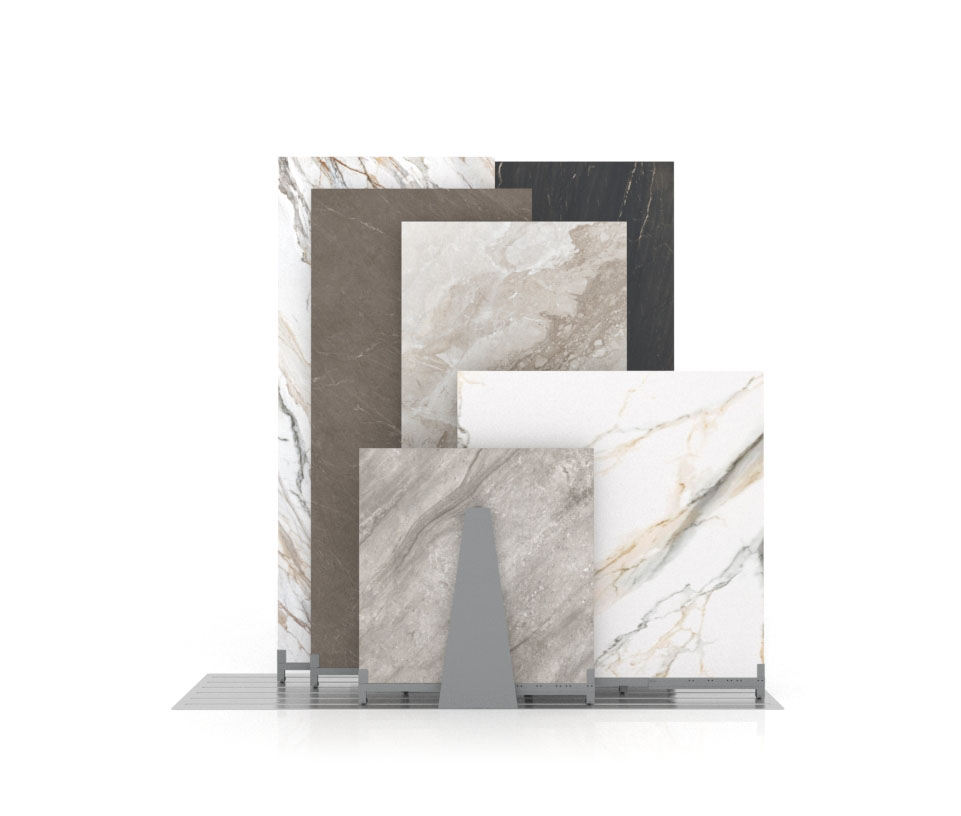 Expositor de azulejos Kansas H 6P Double face plata cerrado