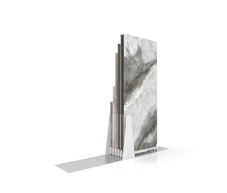Expositor de azulejos Kansas H 6P Double face blanco trasera