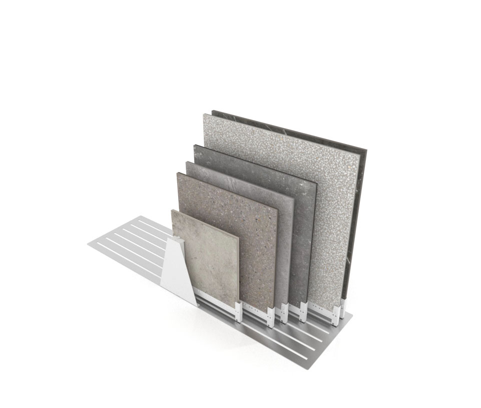 Expositor de cerámica tipo corredero Kansas L 6P Doble cara Blanco aerea