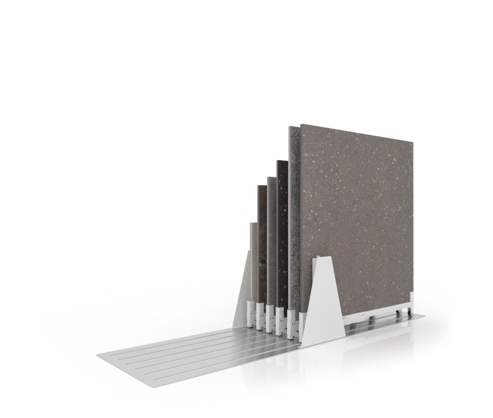 Expositor de cerámica tipo corredero Kansas L 6P Doble cara Blanco trasera