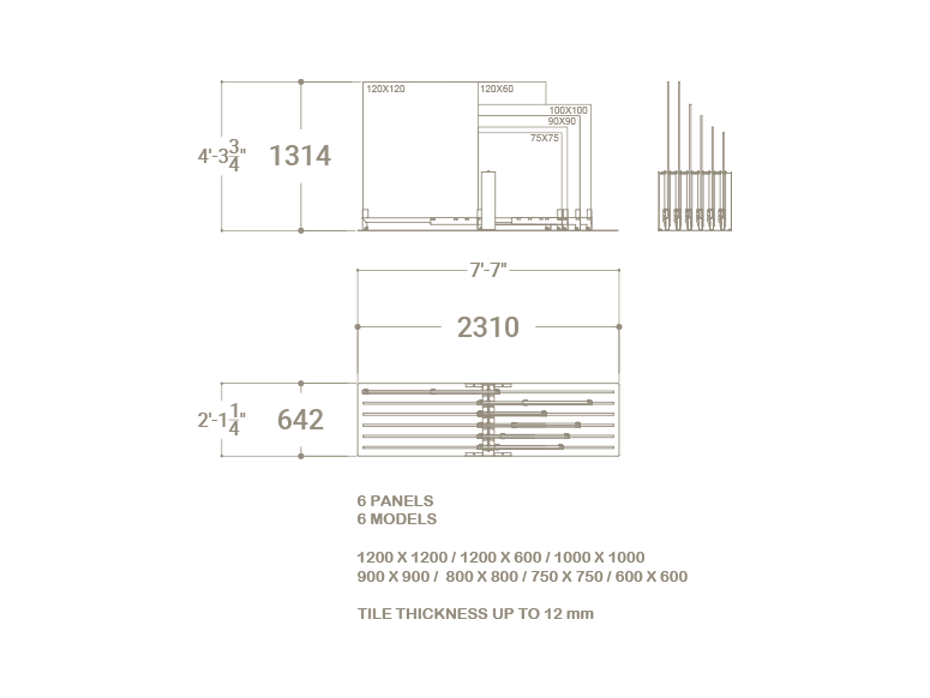 Expositor de cerámica tipo corredero Kansas L 6P Doble cara plano