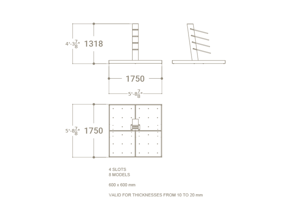 Expositor de azulejos para exterior Kio 4P Outdoor 60x60 plano