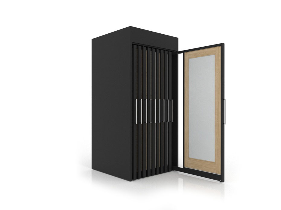 Expositor deslizante para puertas Londres Door 10 negro abierto
