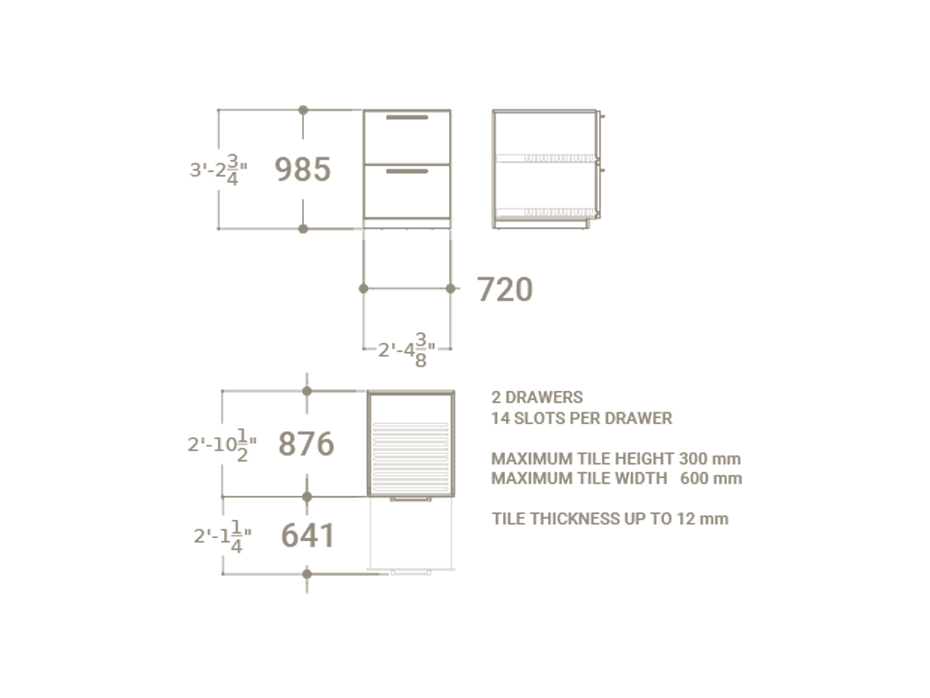 Módulo del banco técnico M2 Closed 60 plano