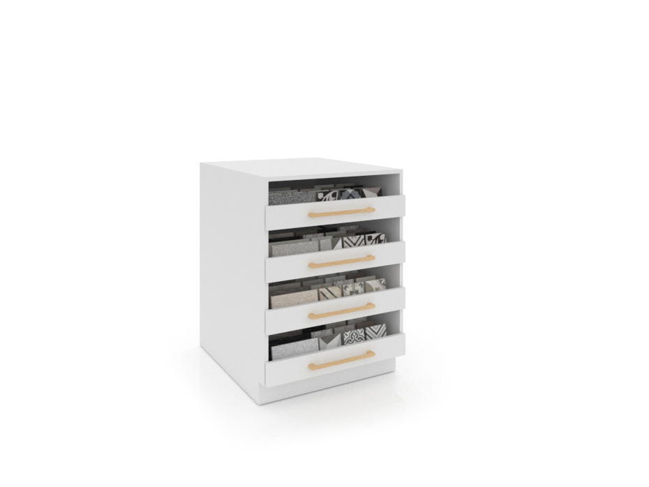 Expositor de azulejos tipo cajonera M4 Open 60 blanco cerrado