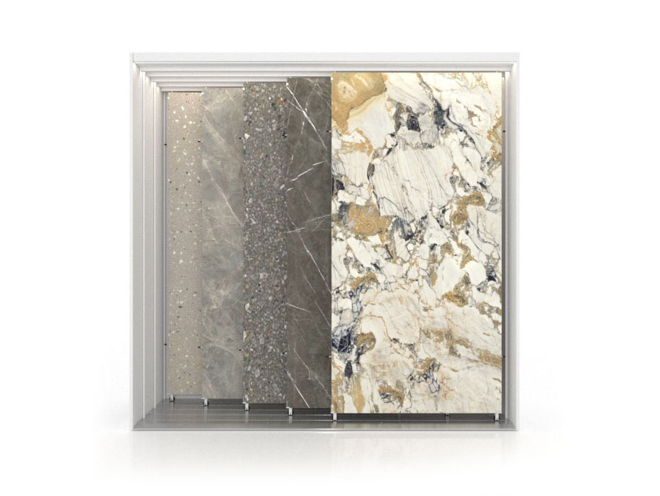 Expositor personalizable para azulejos Módulo 3500_ 5 luz blanco frontal