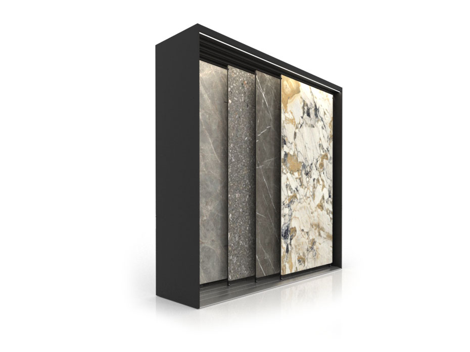 Expositor personalizable para azulejos Módulo 3500_ 5 luz negro sx