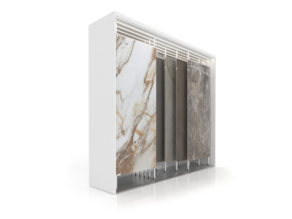 Mueble expositor de azulejos XXL Maxi Tiles 3900_5 luz blanco sx
