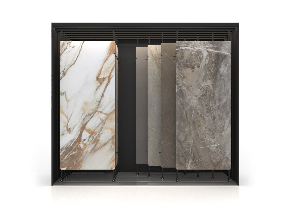 Mueble expositor de azulejos XXL Maxi Tiles 3900_5 luz negro FRONTAL
