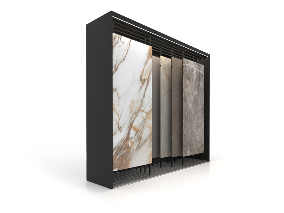 Mueble expositor de azulejos XXL Maxi Tiles 3900_5 luz negro sx