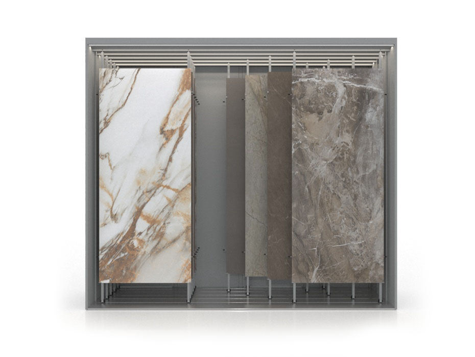 Mueble expositor de azulejos XXL Maxi Tiles 3900_5 luz plata frontal