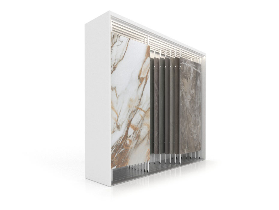 Mueble expositor de azulejos XXL Maxi Tiles 3900_7 luz blanco sx