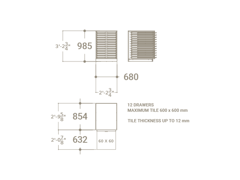 Módulo del banco técnico de trabajo MH Loose 60x60 plano