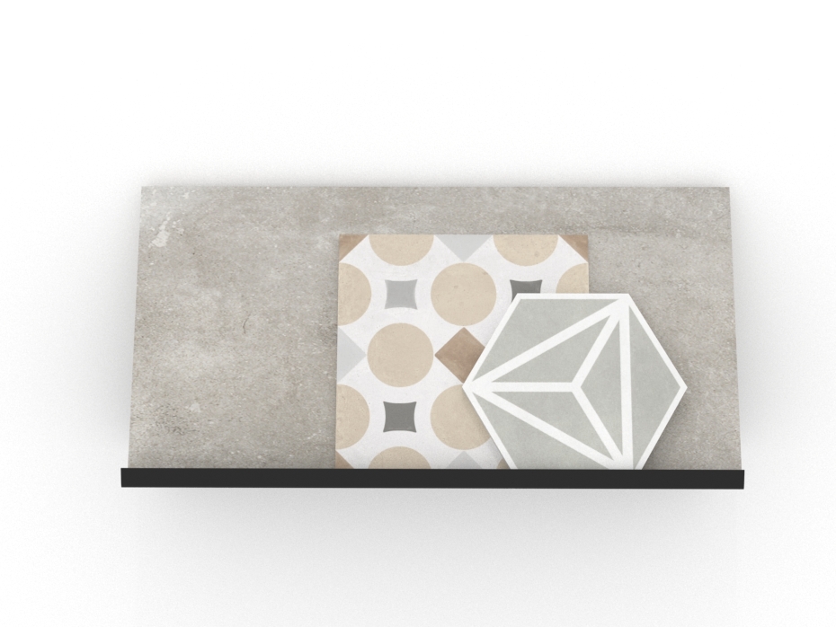 Expositor de azulejos Mini Estante negro frontal