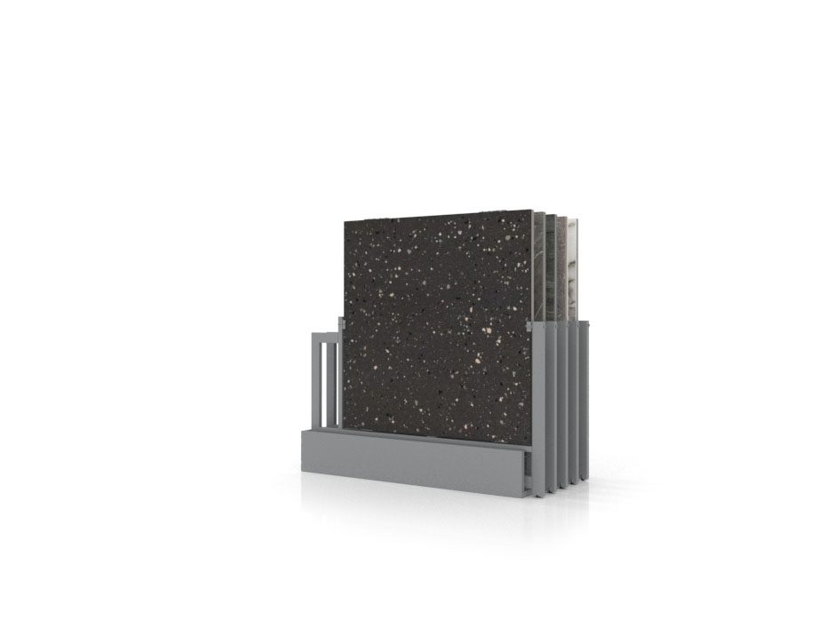 Exhibidores de pisos cerámicos Misuri 10 plata 120x120 frontal