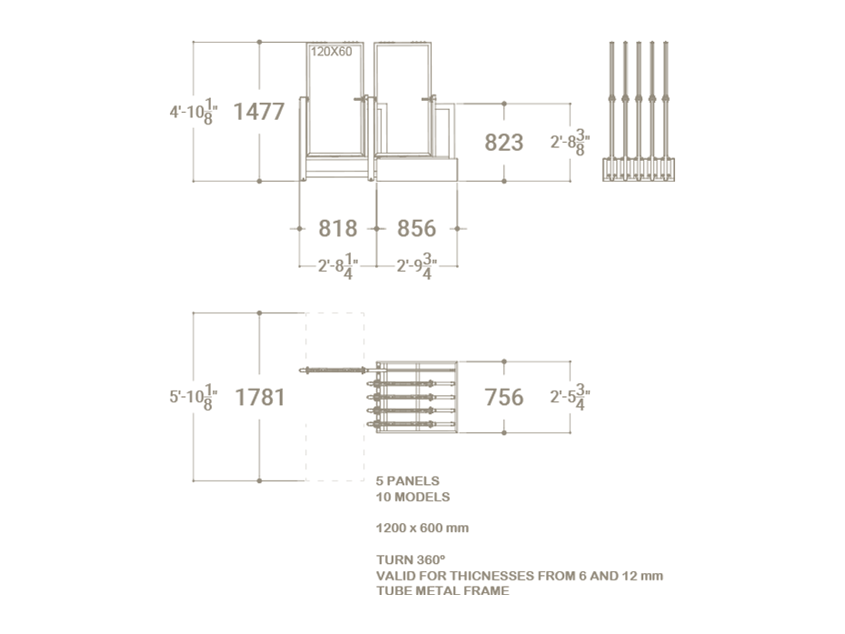 Exhibidores de pisos cerámicos Misuri 10 plata 120x60 plano