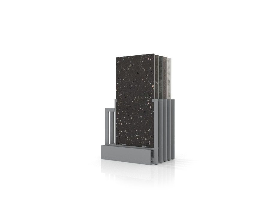 Exhibidores de pisos cerámicos Misuri 10 plata 75x150 frontal