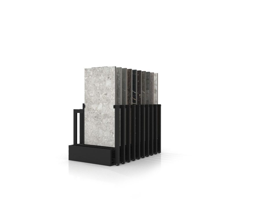 Exhibidores de pisos cerámicos Misuri 20 negro 120x60 frontal