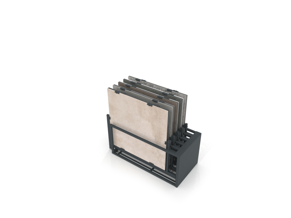 Mueble expositor de azulejos Nebraska 10 100x100 antracita trasera