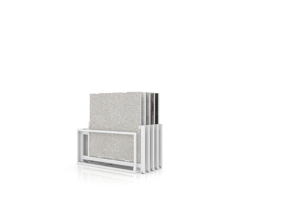 Mueble expositor de azulejos Nebraska 10 blanco 100x100 frontal