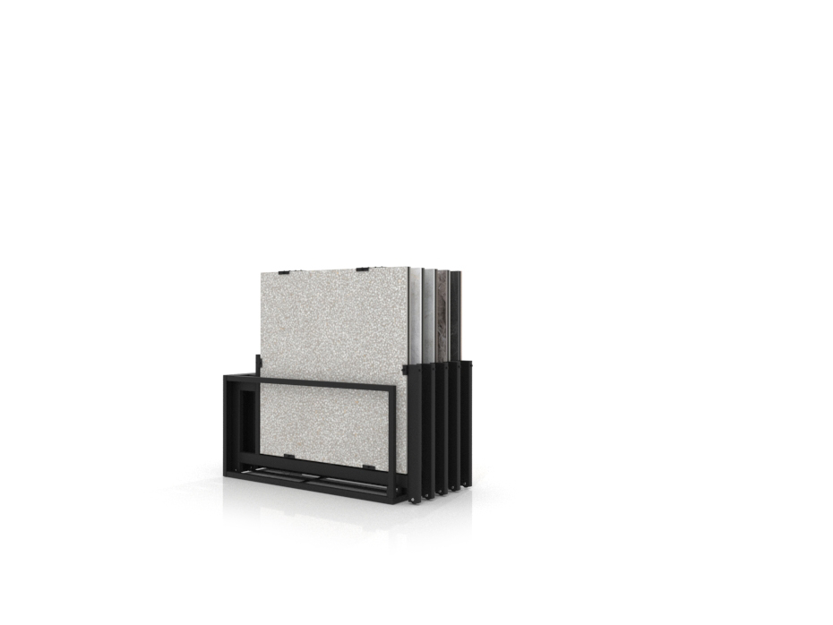 Mueble expositor de azulejos Nebraska 10 negro 100x100 frontal