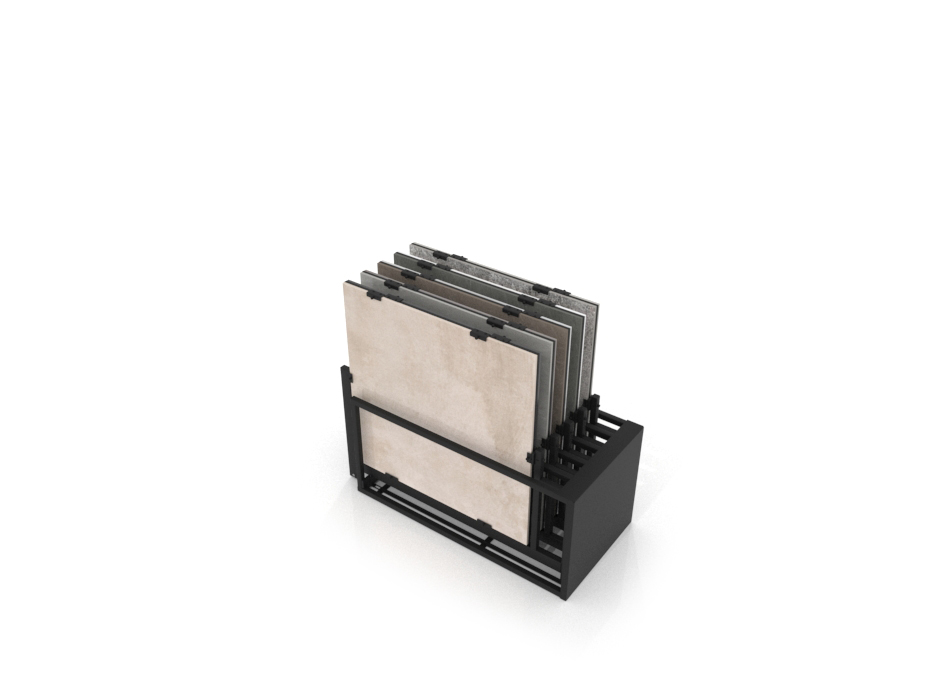 Mueble expositor de azulejos Nebraska 10 100x100 negro trasera