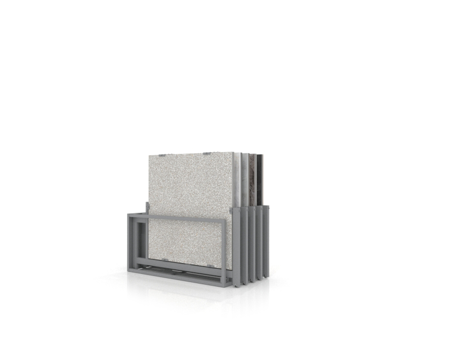 Mueble expositor de azulejos Nebraska 10 100x100 plata aerea
