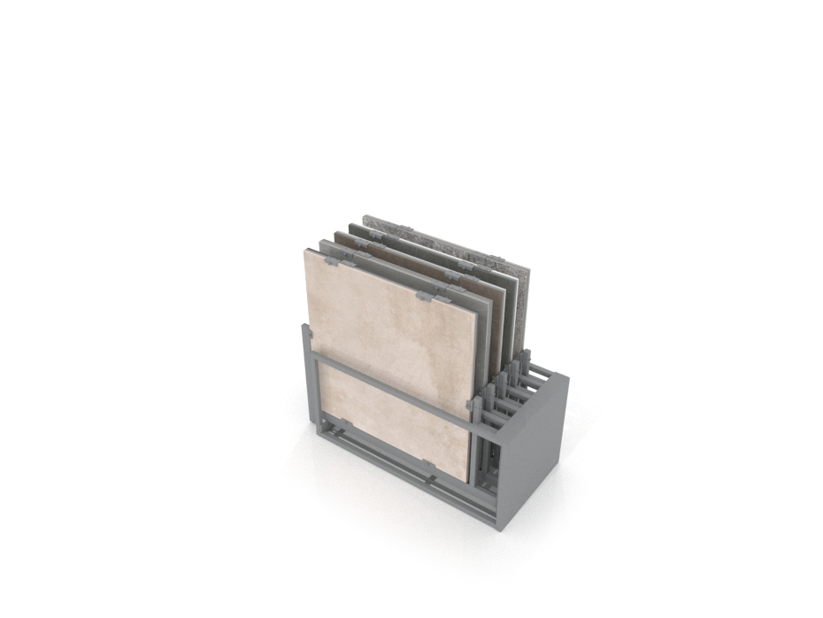 Mueble expositor de azulejos Nebraska 10 100x100 plata lateral