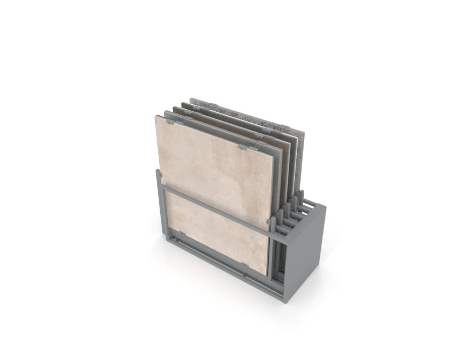 Mueble expositor de azulejos Nebraska 10 120x120 plata trasera