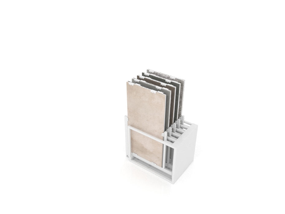 Mueble expositor de azulejos Nebraska 10 120x60 blanco trasera