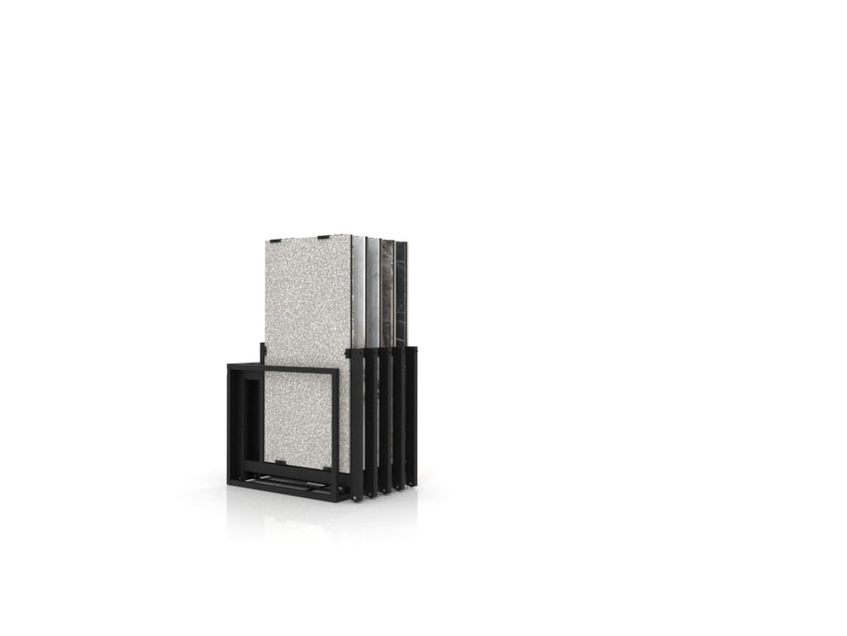 Mueble expositor de azulejos Nebraska 10 negro 120x60 frontal