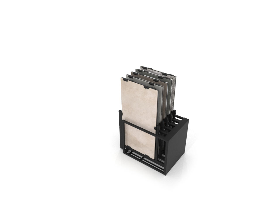 Mueble expositor de azulejos Nebraska 10 120x60 negro trasera