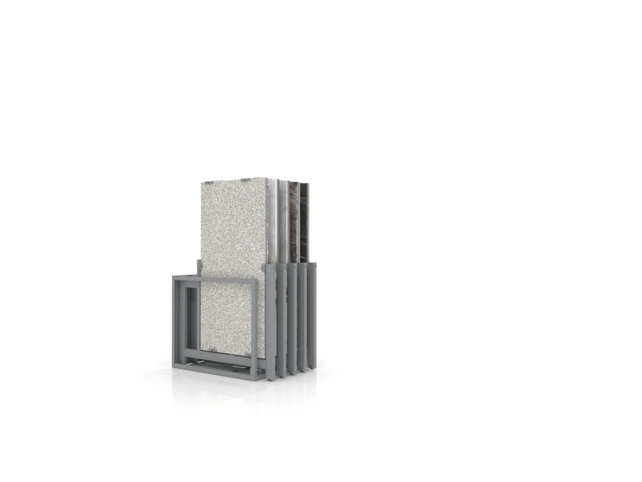 Mueble expositor de azulejos Nebraska 10 plata 120x60 frontal