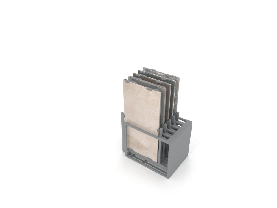 Mueble expositor de azulejos Nebraska 10 120x60 plata trasera