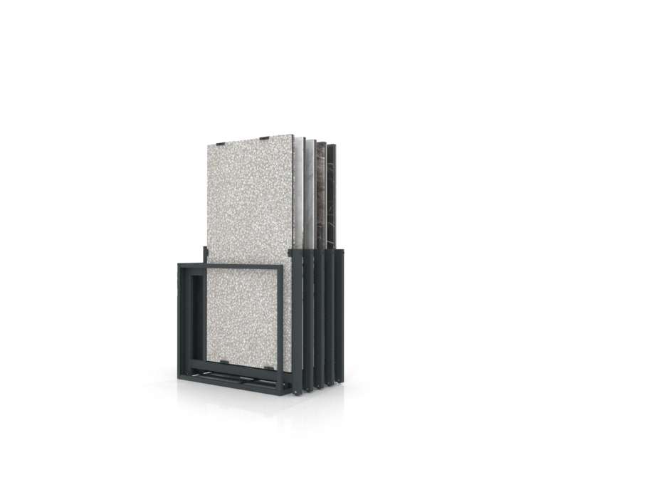 Mueble expositor de azulejos Nebraska 10 antracita 150x75 frontal