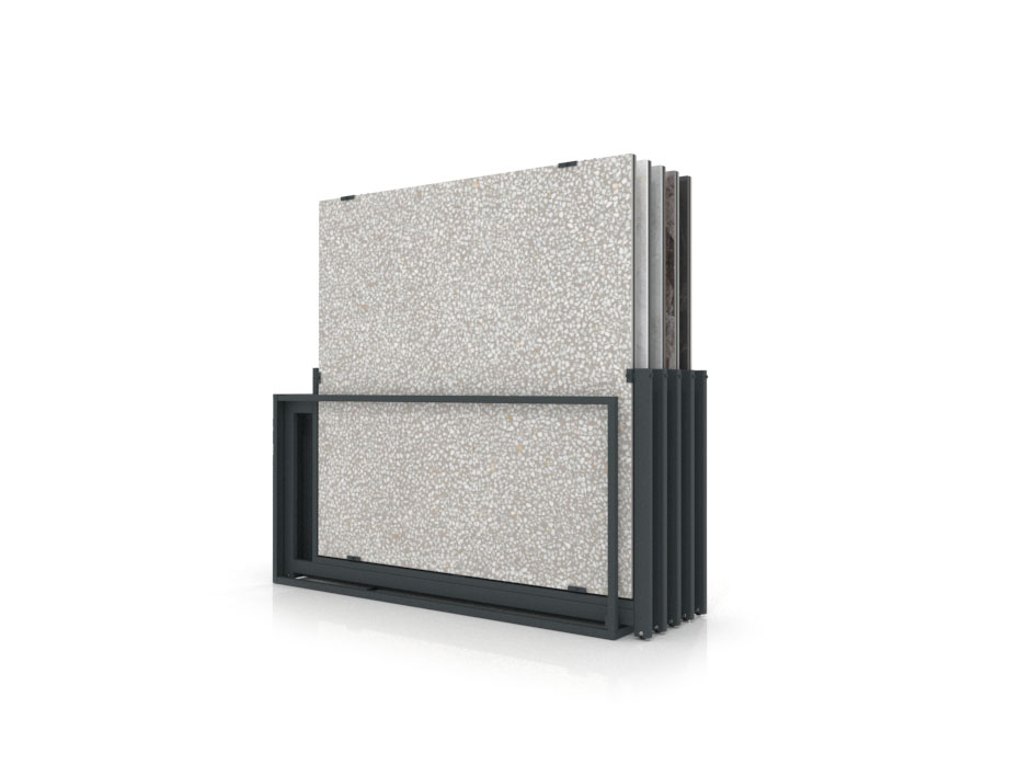 Mueble expositor de azulejos Nebraska 10 antracita 160x160 frontal