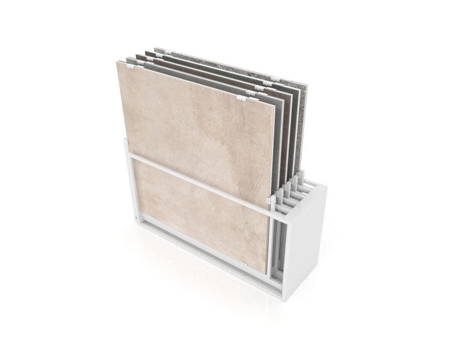 Mueble expositor de azulejos Nebraska 10 blanco 160x160 aerea
