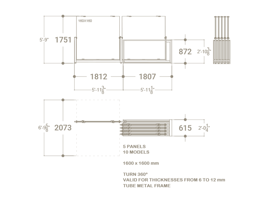Mueble expositor de azulejos Nebraska 10 blanco 160x160 plano