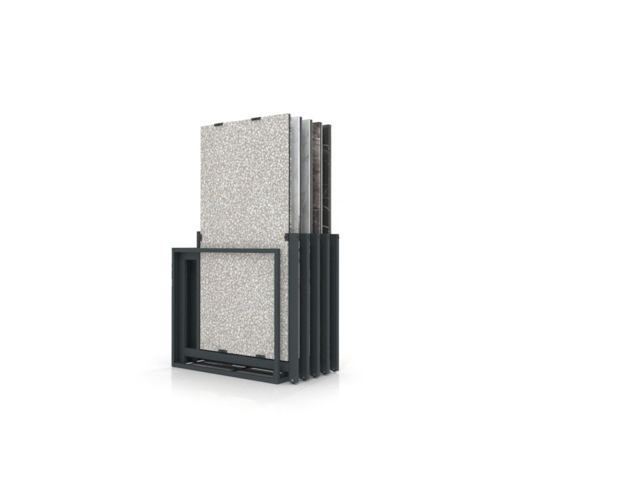 Mueble expositor de azulejos Nebraska 10 antracita 160x80 frontal