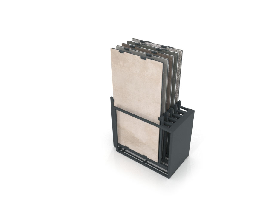Mueble expositor de azulejos Nebraska 10 antracita 160x80 aerea